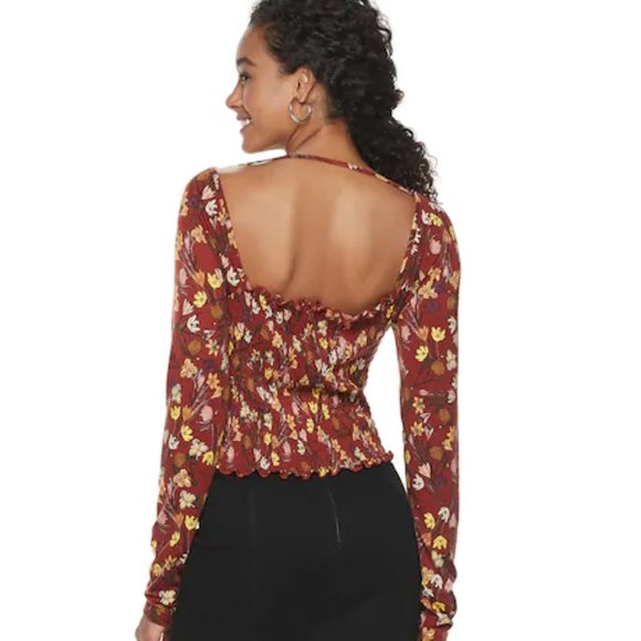 🔴10/$25 Love, Fire Smocked Tee Gold Floral NWT - Picture 2 of 2